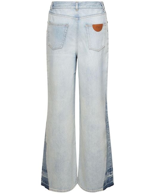 Chloé Blue High Rise Cotton Denim Flared Jeans