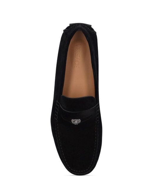 Versace Black Driver Leather Loafers for men