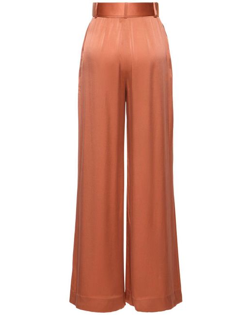Zimmermann Orange Silk Tuck Wide Pants