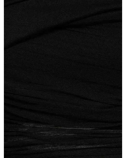 Crop top asymétrique en soie voilée Christopher Esber en coloris Black