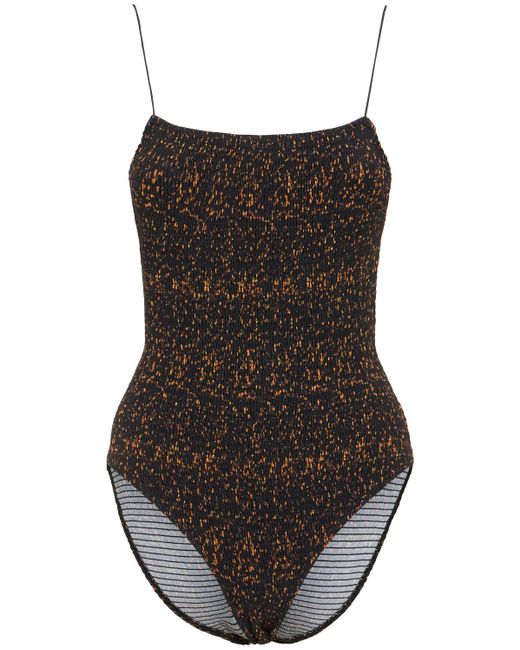 Totême  Brown Smocked One Piece Swimsuit