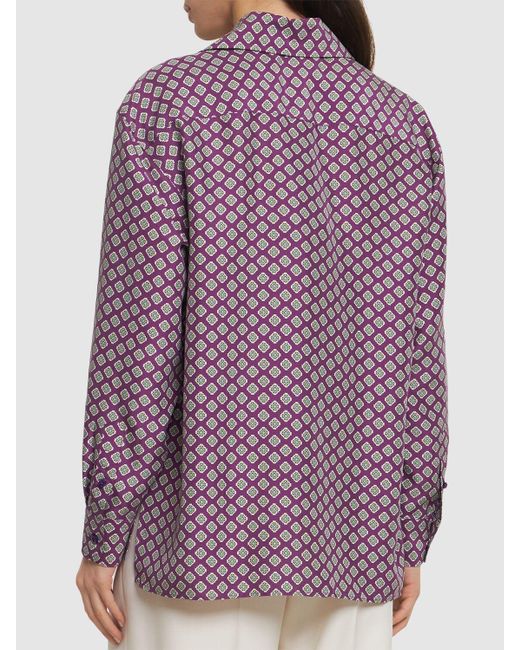 Ralph Lauren Collection Purple Cagney Printed Silk Shirt