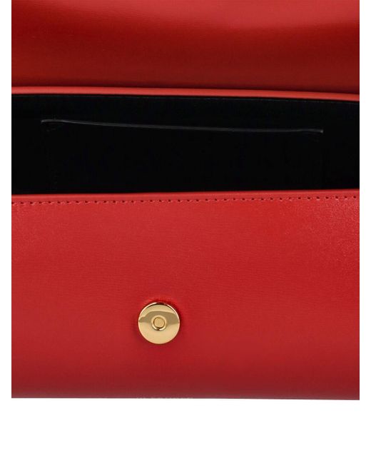 Jil Sander Red Small Cannolo Leather Shoulder Bag