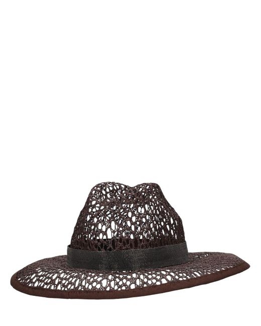 Sombrero efecto rafia Brunello Cucinelli de color Black
