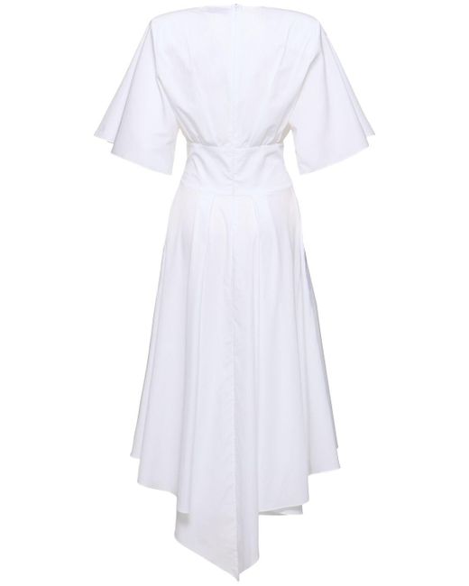 Alexandre Vauthier White Cotton Poplin S/s Flared Midi Dress