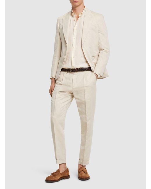 Boss Natural Perin Linen & Cotton Pants for men