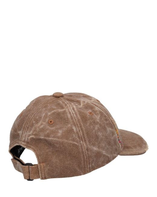 Acne Brown Cunov Distressed Canvas Baseball Hat for men