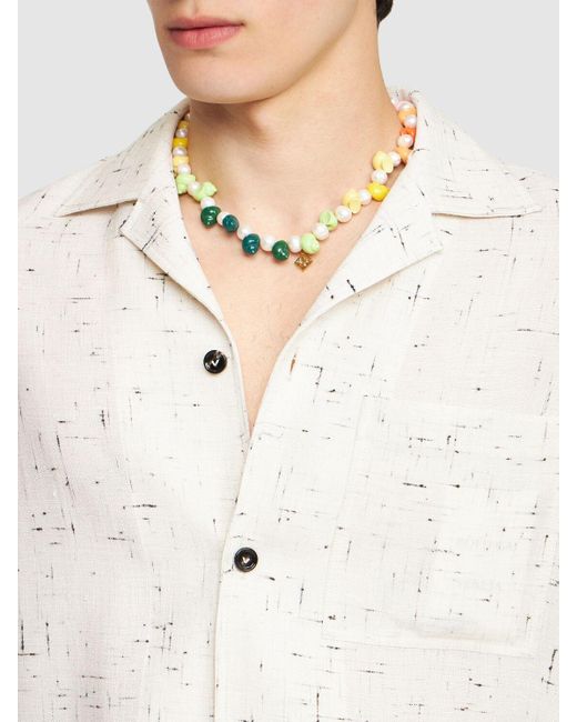 Casablancabrand Green Shell Shape & Faux Pearl Collar Necklace