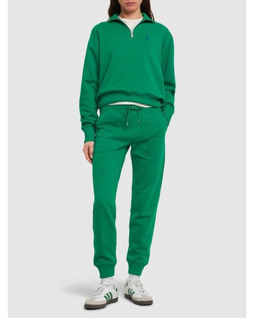 Pantaloni mari in felpa di misto cotone di Polo Ralph Lauren in Green