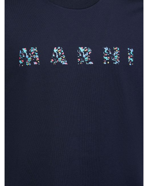 メンズ Marni Floral コットンジャージーtシャツ Blue
