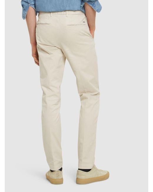 Pantalones de algodón slim fit Boss de hombre de color Natural