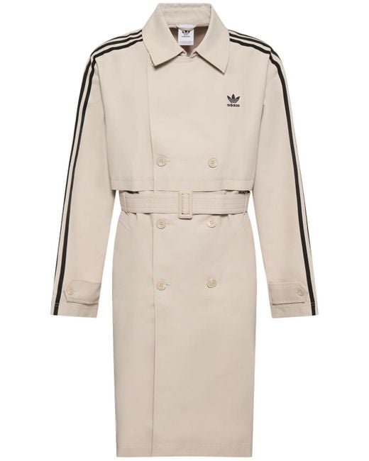 adidas Originals 3-stripes Tech Trench Coat in Natural for Men | Lyst