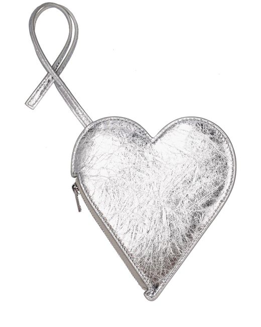 Jil Sander White Heart-Shaped Leather Pouch