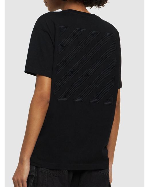 T-shirt en coton brodé diag Off-White c/o Virgil Abloh en coloris Black