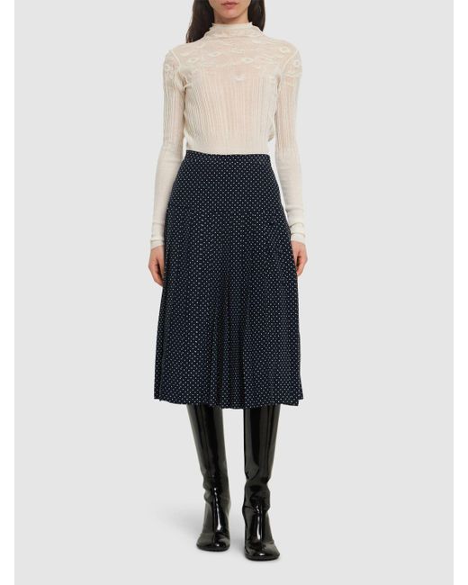 Pleated midi skirt in polka dot 2025