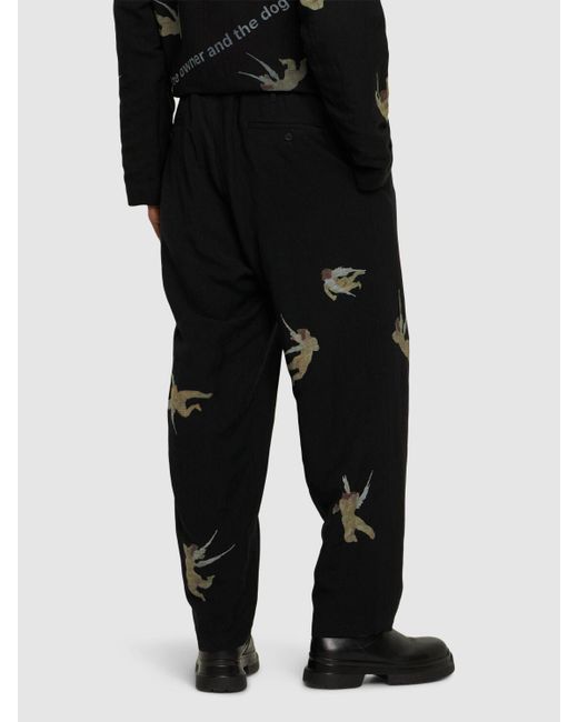 Pantalon imprimé en viscose et lin r-angel Yohji Yamamoto pour homme en coloris Black