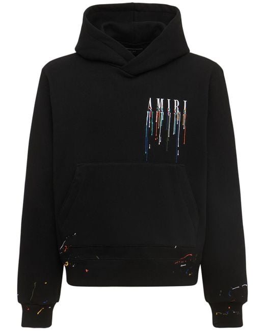 Black paint drip hoodie top