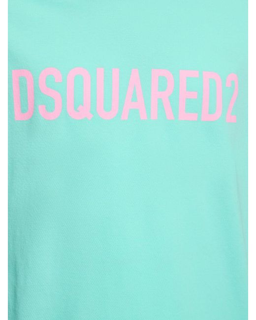 DSquared² Blue Loose Fit Printed Cotton T-Shirt for men