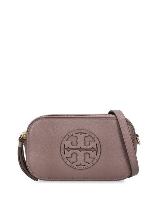 Tory Burch Brown Mini Perry Bombe Leather Camera Bag