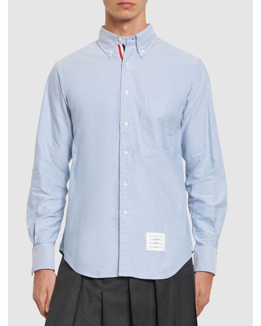 Camicia in cotone oxford di Thom Browne in Blue da Uomo