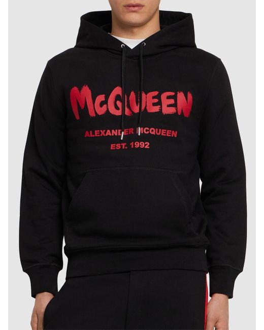 メンズ Alexander McQueen Mcqueenグラフィティ フード付きスウェットシャツ Black