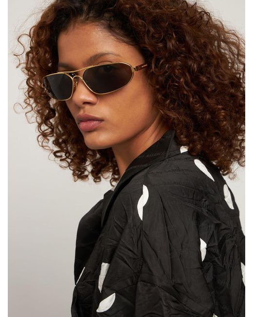Balenciaga 0227s Stretch Oval Metal Sunglasses in Black Lyst