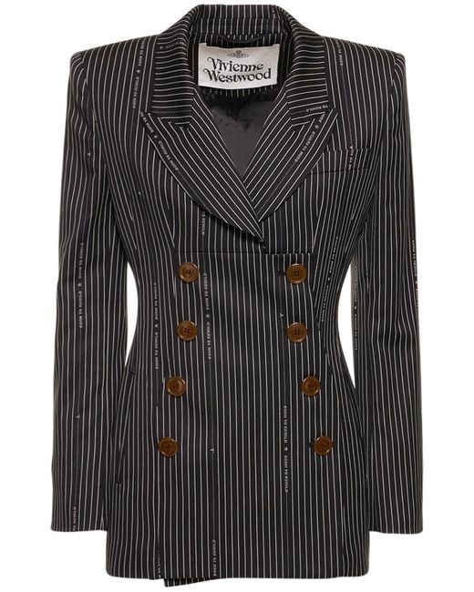 Vivienne Westwood Black Rita Pinstripe Wool & Cotton Blazer