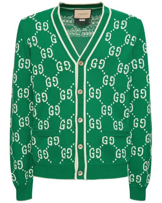 Gucci Cardigan Aus Gg-baumwollstrick in Green für Herren