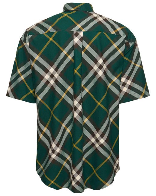 Camisa de algodón Burberry de hombre de color Green