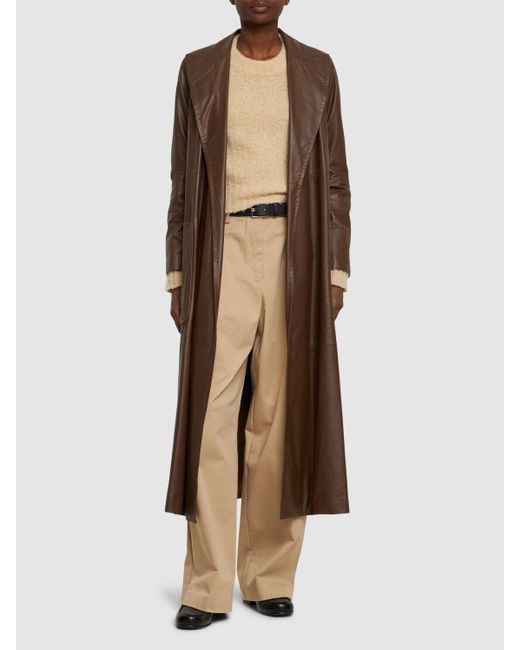 Trench-coat en cuir avec ceinture aiello Max Mara en coloris Brown