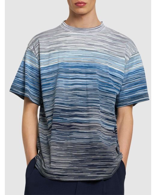 Missoni Blue Degrade Cotton Dyed T-Shirt for men