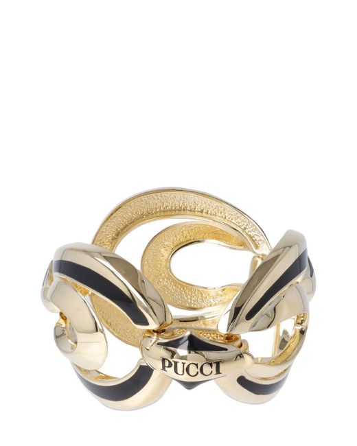 Emilio Pucci Metallic Rombi Enameled Chain Bracelet