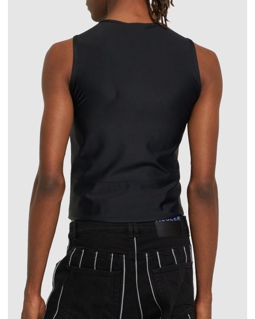 Mugler Embossed Stretch Tech Corset Tank Top in Black for Men