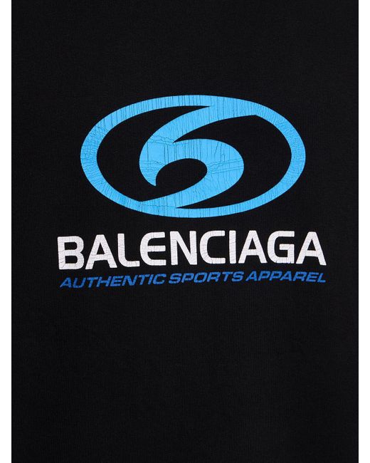 Balenciaga Blue Surfer Cracked Vintage Cotton T-shirt for men