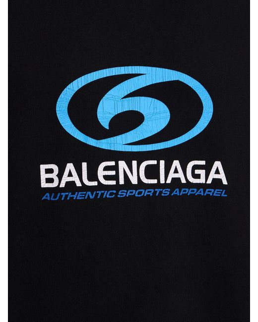 Balenciaga Surfer Cracked Vintage Cotton T-Shirt in Blue for