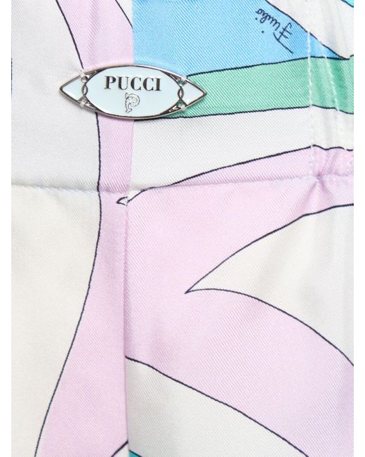 Emilio Pucci Blue Printed Silk Twill Shorts