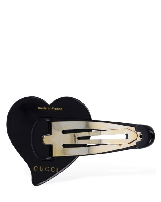 Gucci Black gg Heart Brass Hairslide
