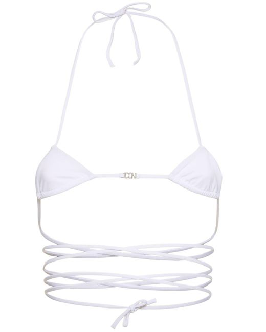 DSquared² White Icon Lycra Triangle Bikini Top