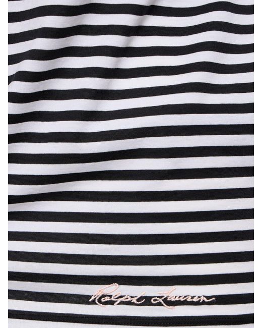 Ralph Lauren Collection Black Striped Cotton Jersey T-shirt W/ Bear