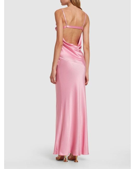 Blumarine Pink Langes Kleid Aus Seidenmischsatin