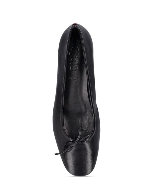 Aeyde Black 10mm Delfina Leather Ballerina Flats