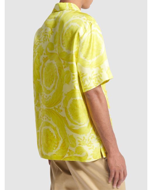 Versace Bedruckte Bluse Aus Seidentwill in Yellow für Herren