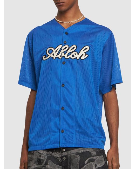 T-shirt basebal in techno mesh di Off-White c/o Virgil Abloh in Blue da Uomo