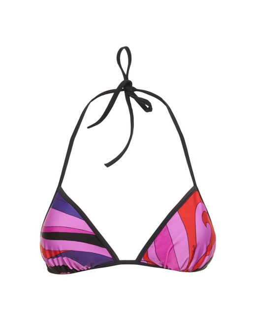 Emilio Pucci Purple Bedrucktes Bikini-oberteil Aus Lycra