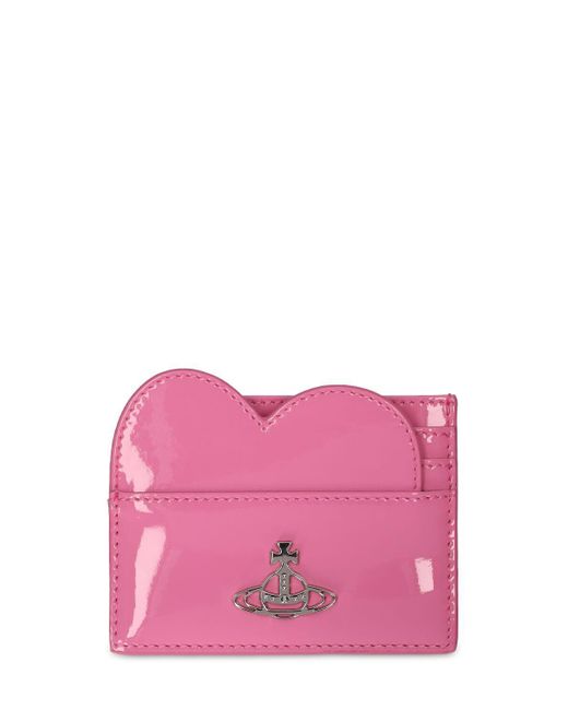 Vivienne Westwood Pink Shiny Heart Leather Card Holder