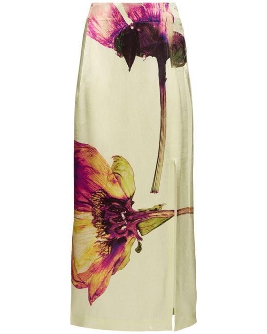 Issey Miyake White Damen Pressed Flora Long Skirt