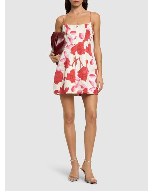 Blumarine Red Printed Satin Mini Dress