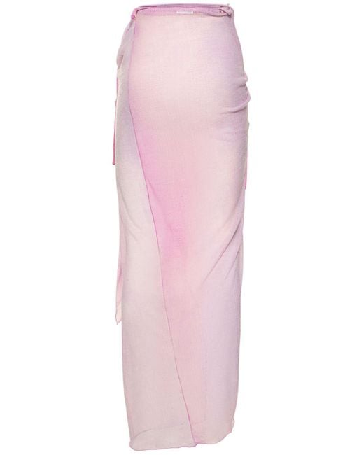 Acne Pink Printed Crepon Long Wrap Skirt