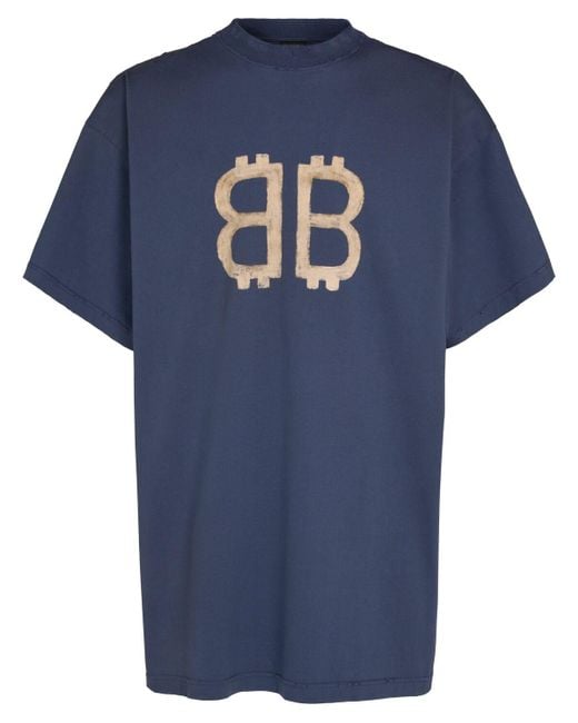 Balenciaga T-shirt Aus Baumwolle Mit Druck "crypto" in Blue für Herren