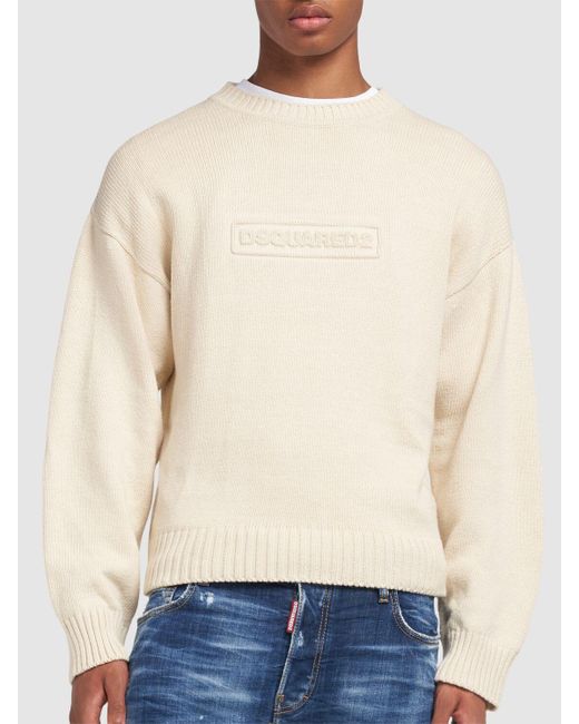 DSquared² Baumwollpullover in Natural für Herren